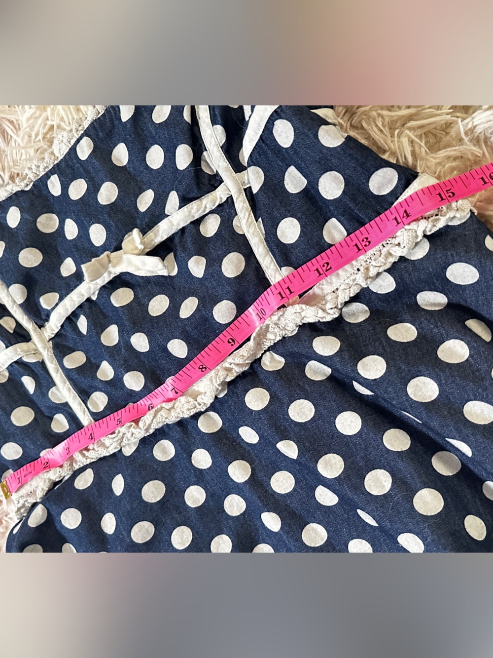 For Love & Lemons Dolly Denim Dot Mini Dres Size Large - Picture 10 of 16